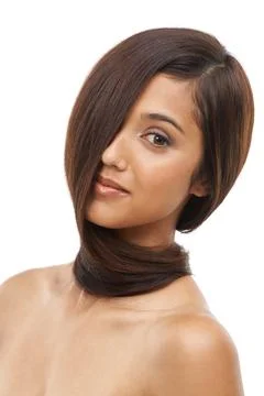 No split ends for this beauty. A gorgeous young woman with her hair wrapped Stock Photos