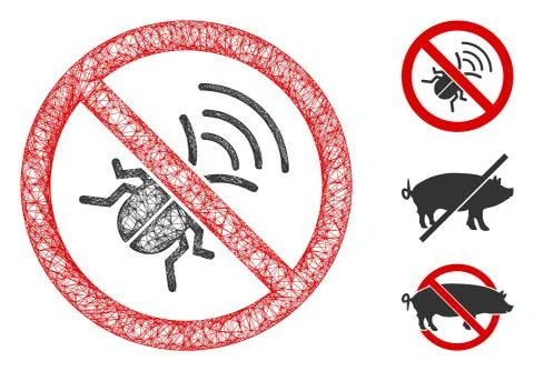 No Spy Bug Polygonal Web Vector Mesh Illustration 스톡 일러스트
