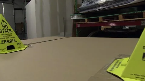 No Stack Pallet Cones On Strapped And Taped On Top Of Parcel Boxes. Stock Footage 267280111