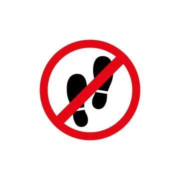 No step here forbidden sign. Shoes sign icon. No shoes symbol. Illustrazione stock