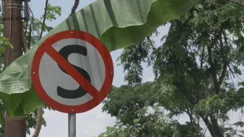 No stop and parking road sign, prohibitory Indonesian traffic signage Stock Footage 139376043
