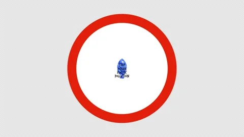No stop ocean plastic pollution icon road sign animation. simple red circle Stock Footage 155867350