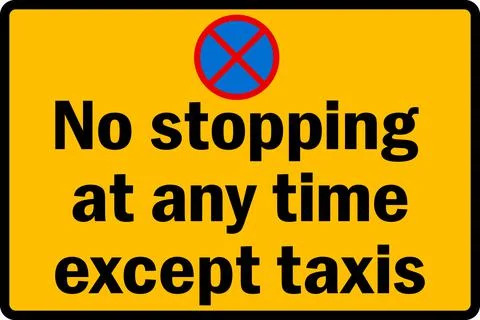 No stopping at any time except taxis sign. Illustrazione stock
