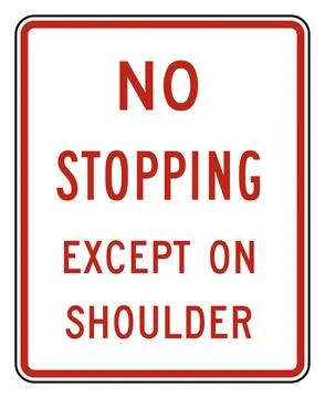 No stopping except on shoulder sign, R8-6, US road sign Stock Illustration
