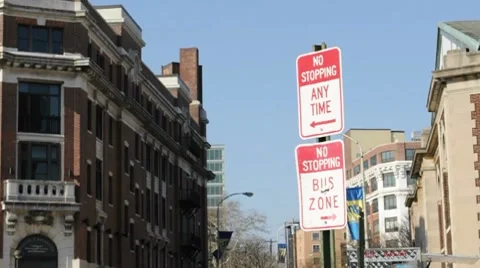 No Stopping Signs Stock Footage 7743937