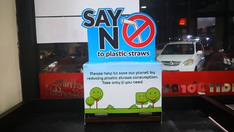 No straw campaign Video stock 103892476