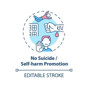 No suicide and self-harm promotion concept icon 스톡 일러스트