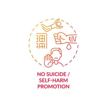 No suicide and self-harm promotion concept icon 스톡 일러스트