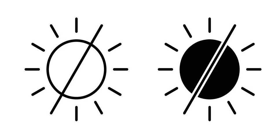 No sun icon vector concepts, line and silhouette style Stock Illustration
