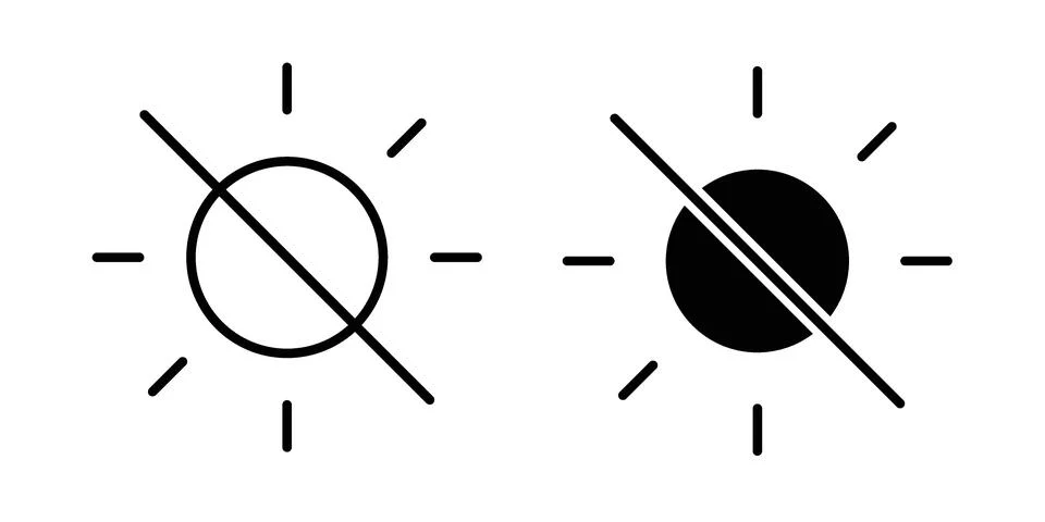 No sun icon vectors. Illustrations in black Stock Illustration