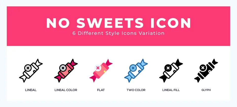 No sweets pack of icons. vector illustration. Stock Illustration