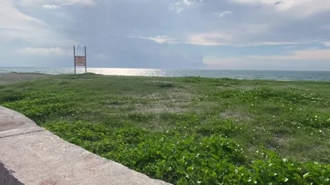 No Swimming Beyond this point at a beach in Dagupan city. Video stock 261707065