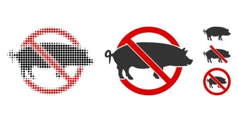 No Swine Halftone and Solid Icon Stockillustratie