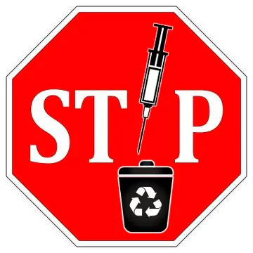 No Syringes in Recycle Bin Stock Illustration