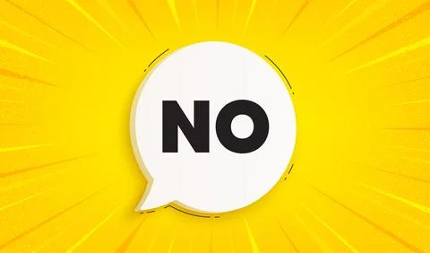 No tag. Negative answer text. Speech bubble sunburst banner. Vector Illustrazione stock