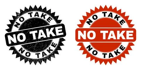 NO TAKE Black Rosette Stamp with Rubber Surface Stock Illustration