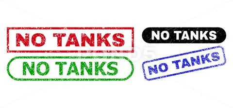 NO TANKS Rectangle Stamps with Scratched Texture: Royalty Free #147151894