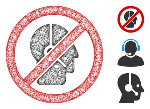No Telemarketing Operator Polygonal Web Vector Mesh Illustration Stock Illustration