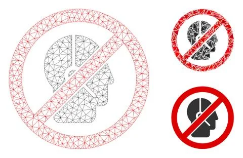No Telemarketing Operator Vector Mesh 2D Model and Triangle Mosaic Icon 스톡 일러스트