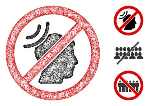 No Telepathy Waves Polygonal Web Vector Mesh Illustration Illustrazione stock