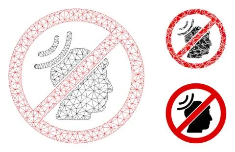 No Telepathy Waves Vector Mesh Carcass Model and Triangle Mosaic Icon 스톡 일러스트