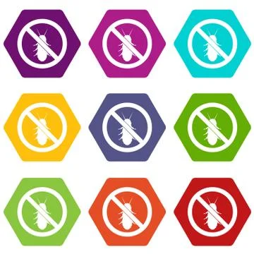 No termite sign icon set color hexahedron Stock Illustration
