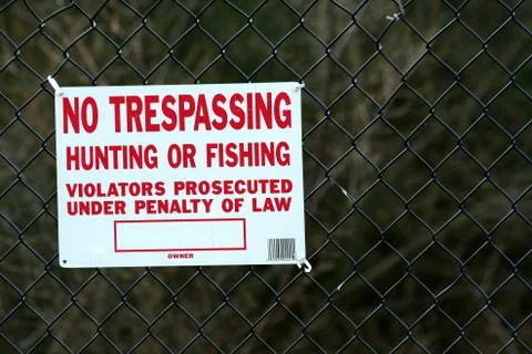 No tespassing sing on fence Stock Photos