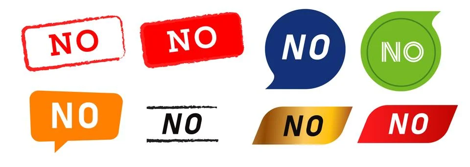 No text speech bubble and stamp label sticker information prohibited refuse Stock Illustration