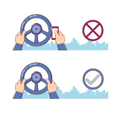 No texting while driving campaign Stock Illustration