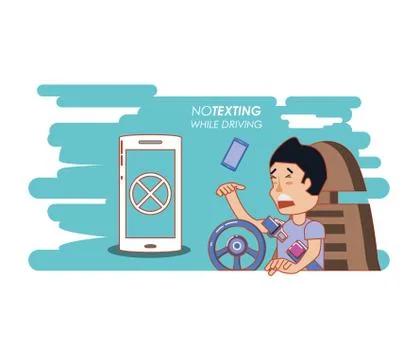 No texting while driving campaign Stock Illustration