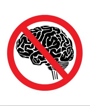 No thinking sign with brain. Stock Illustration