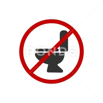 No Toilet icon. Forbidden WC symbol. Sign stop bathroom bowl vector ...