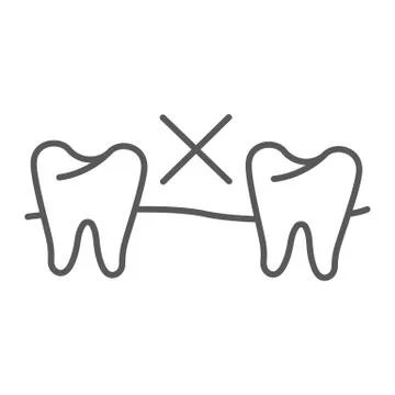 No tooth thin line icon, mouth and dental, missing tooth sign, vector graphics イラスト素材