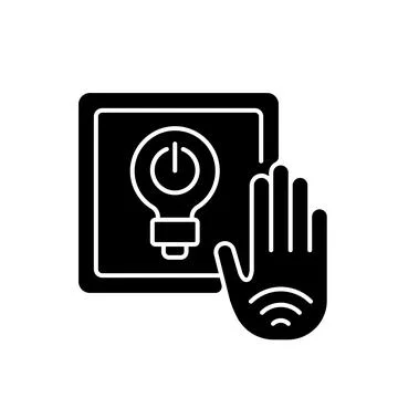 No touch light switch black glyph icon 스톡 일러스트