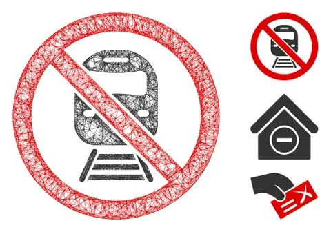 No Train Polygonal Web Vector Mesh Illustration Stock Illustration