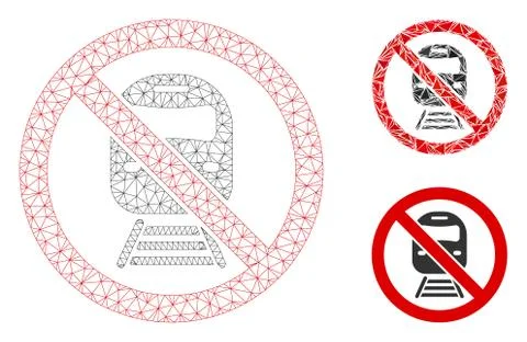 No Train Vector Mesh Carcass Model and Triangle Mosaic Icon イラスト素材