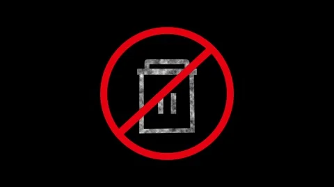 No trash can symbol appears on a dark background. This no trash can symbol .. Stock Footage 337621577