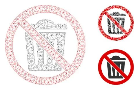 No Trash Can Vector Mesh 2D Model and Triangle Mosaic Icon Illustrazione stock