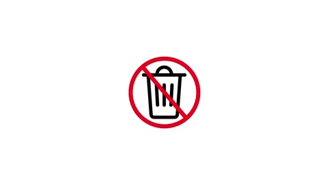 No Trash or No Littering Prohibition Icon on white Background.Red forbidden.. 스톡 동영상 337465587
