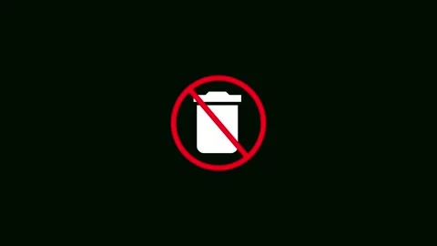 No Trash or No Littering Prohibition Icon on Dark Background.Red forbidden .. Stock Footage 340408253