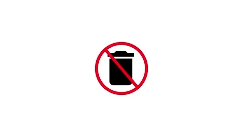 No Trash or No Littering Prohibition Icon on white Background.Red forbidden.. Vidéo 340601261