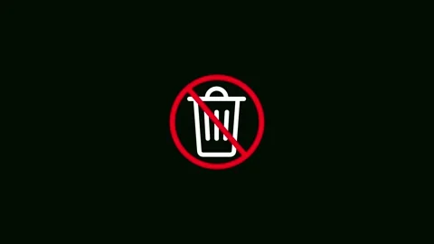 No Trash or No Littering Prohibition Icon on Dark Background.Red forbidden .. Stock Footage 341516223