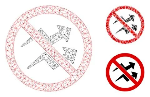 No Trend Arrows Vector Mesh Network Model and Triangle Mosaic Icon イラスト素材