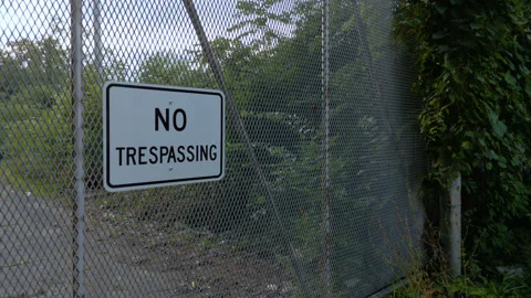 No Trespassing Sign on Gate Stock Footage 249286206