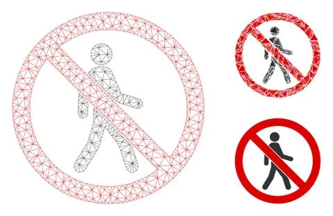 No Trespassing Vector Mesh Network Model and Triangle Mosaic Icon Stock Illustration