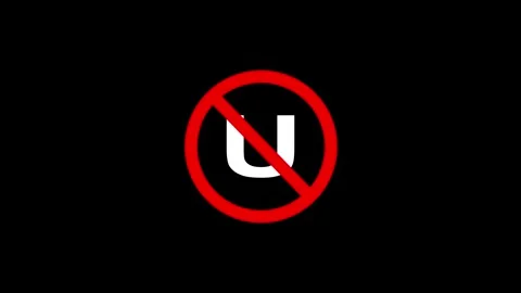 No u sign symbol animation isolated on black background for traffic warning.. Video stock 340455411