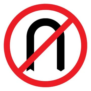 No u-turn or Do not take u-turn traffic sign vector illustration. Stock Illustration