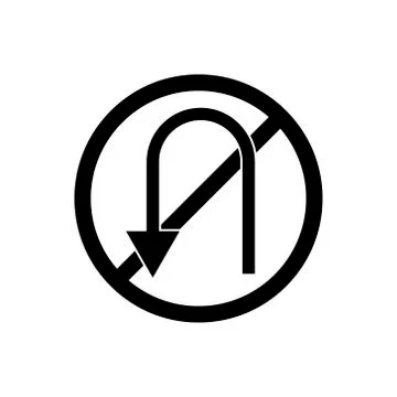 No u turn outline icon. Symbol, logo illustration for mobile concept and web Stock Illustration