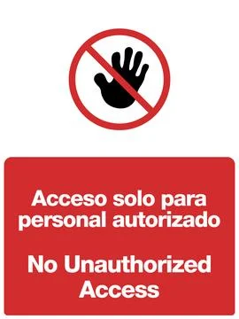 No Unauthorized Access for Construction Sites in English and Spanish Stock Illustration