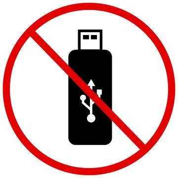 No USB flash drive icon. Do not use flash drive sign. Stock Illustration